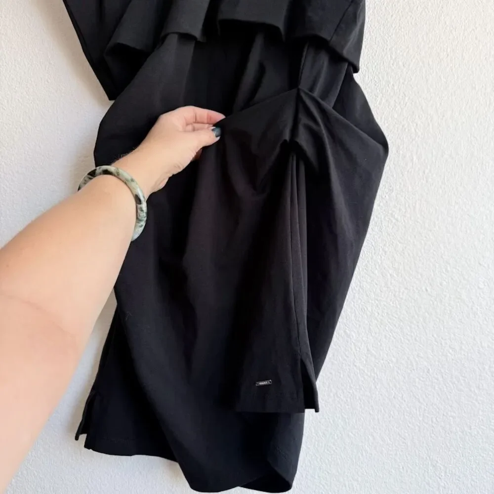 Simkhai Cody Cotton Jersey Ruched Mini Dress in Black & White size XL NWOT